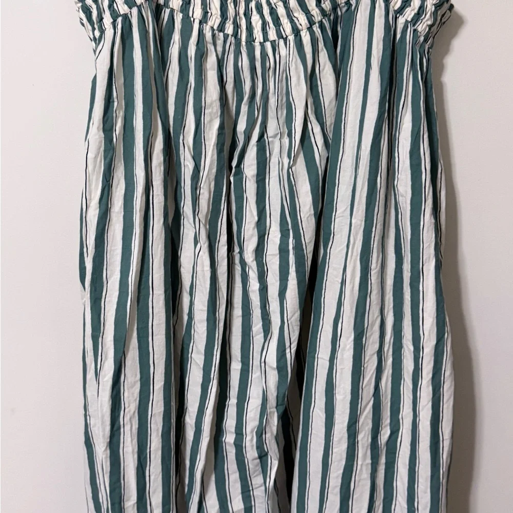 Madewell Green and White Striped Smocked Maxi Skirt - Picture 2 of 4